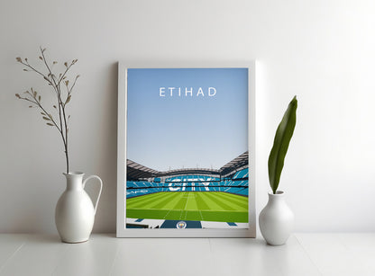 Etihad Stadium Man City Framed Poster