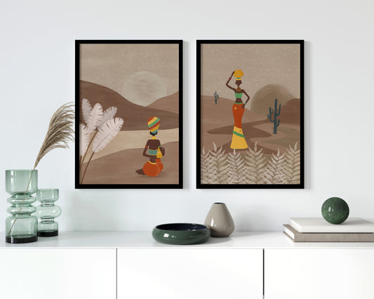 Set of 2 Modern Tribal Art