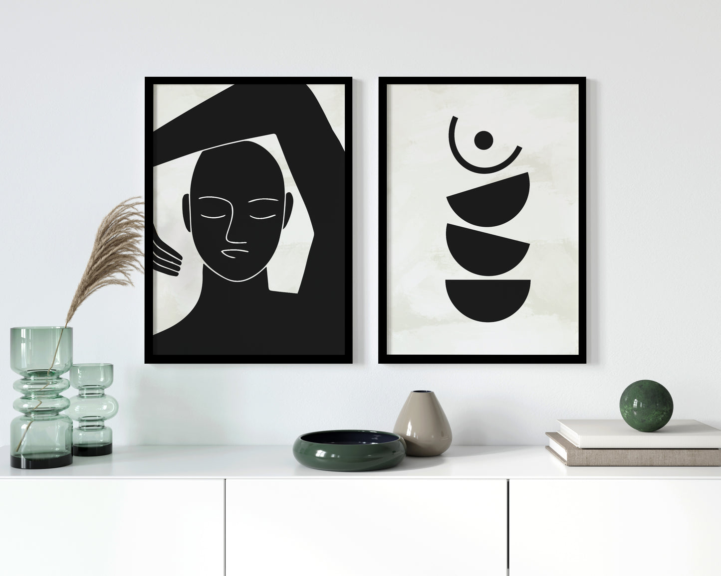 Set of 2 Abstract Women - Geometric Minimalism