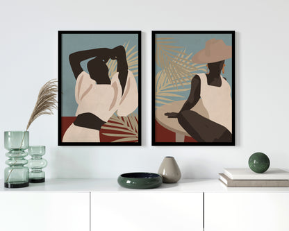 Set of 2 Abstract Feminist - Empowered Women Art