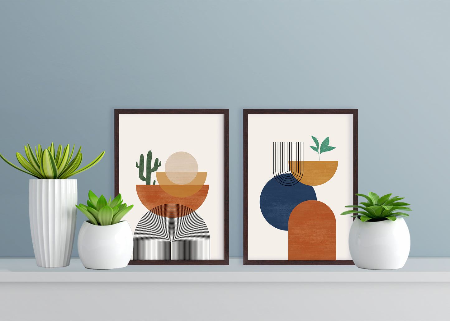 Set of 2 Modern Geometric Boho Desert