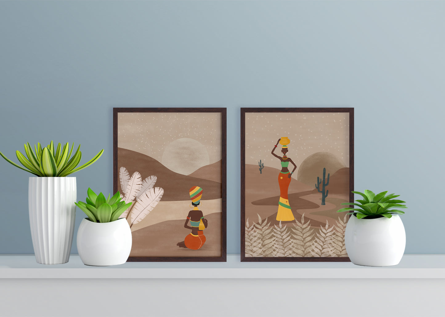 Set of 2 Modern Tribal Art