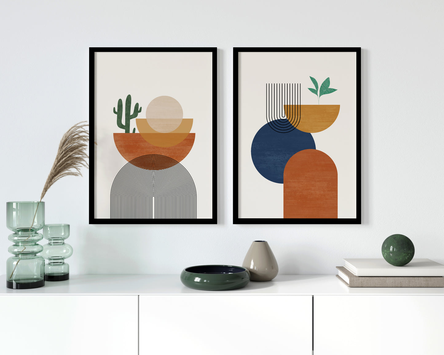 Set of 2 Modern Geometric Boho Desert