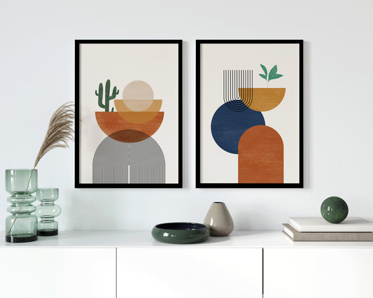 Set of 2 Modern Geometric Boho Desert