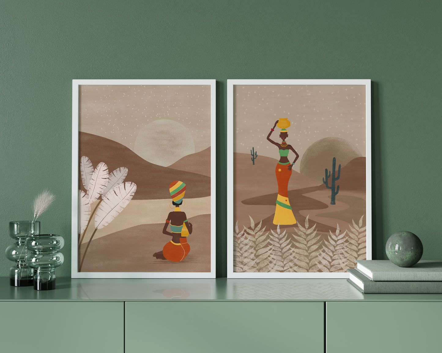 Set of 2 Modern Tribal Art