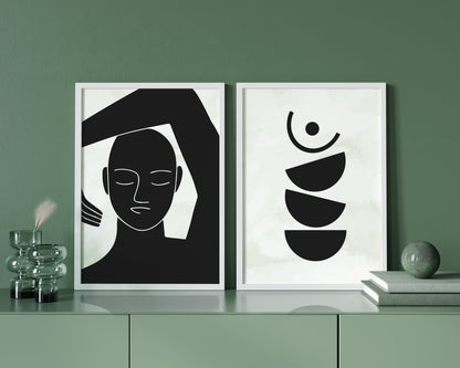 Set of 2 Abstract Women - Geometric Minimalism