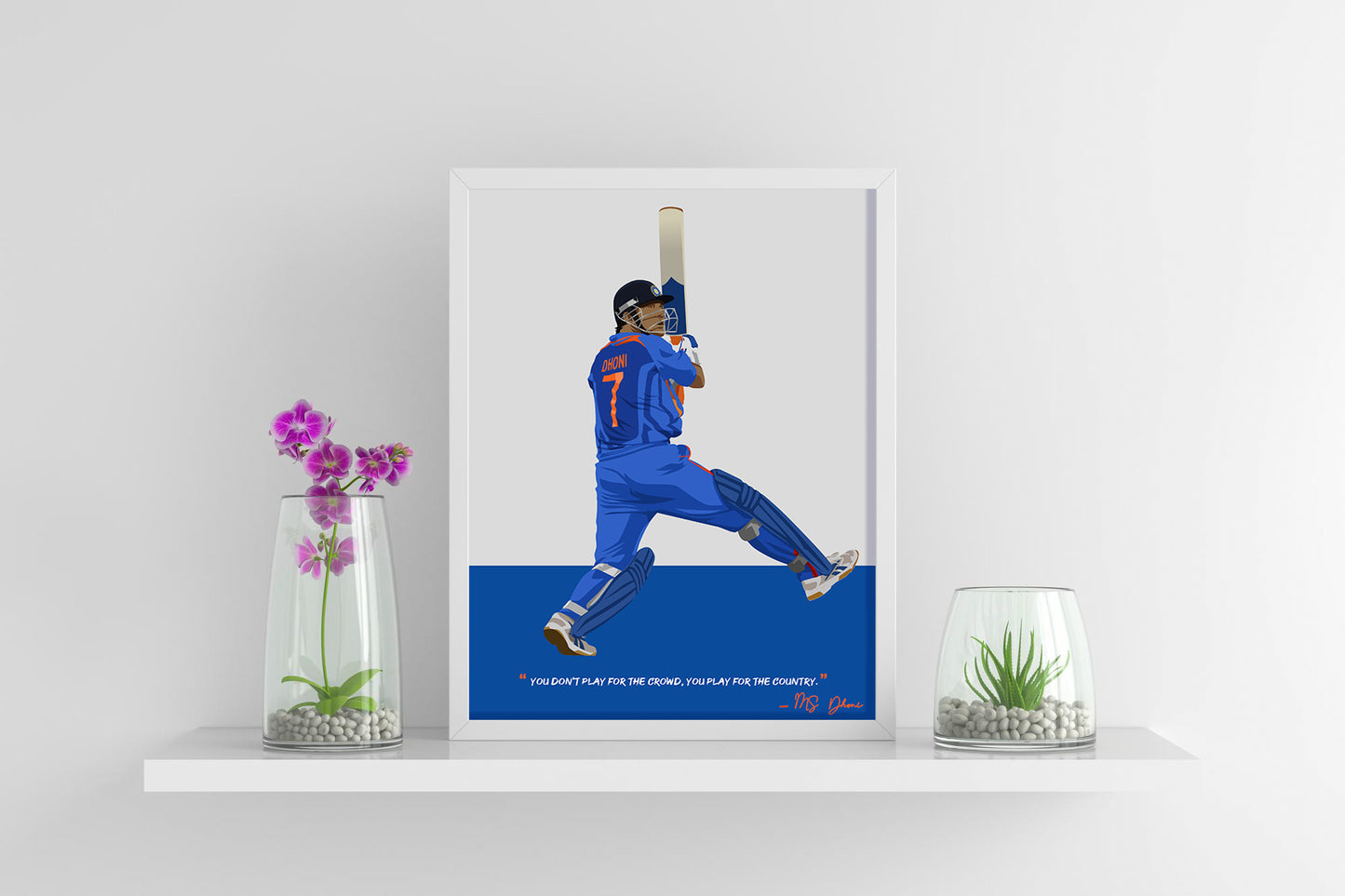 MS Dhoni Framed Poster