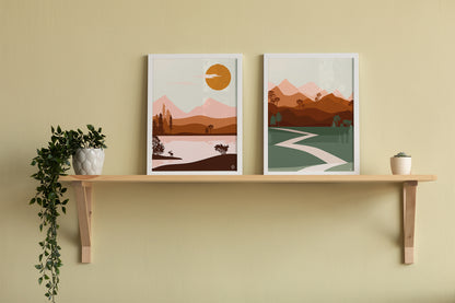 Set of 2 Scandinavian Nature Minimalist Landscape