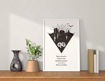 Stoicism Illustrations Art - Marcus Aurelius Quote - Peace